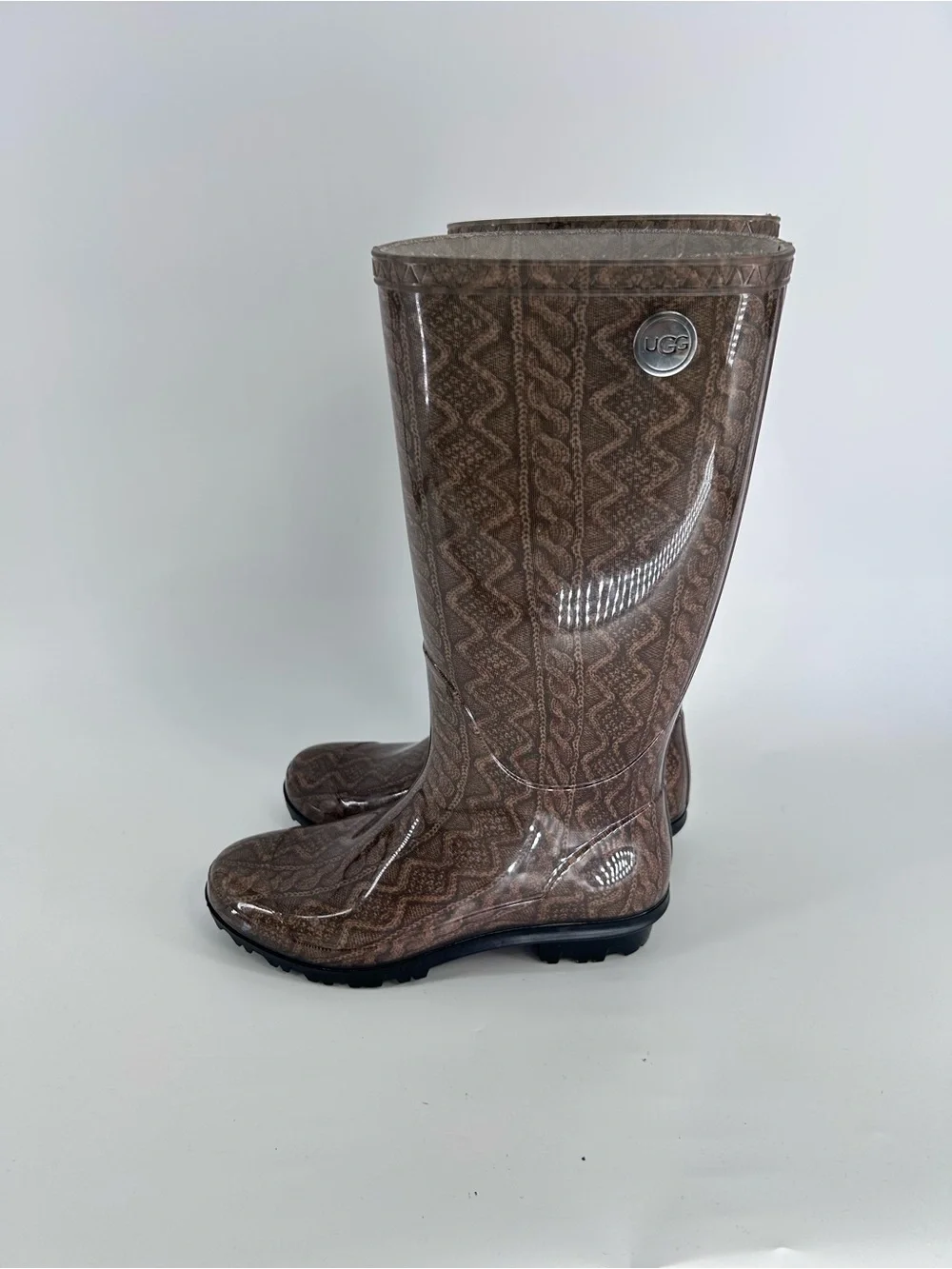 UGG Women's Cable Knit Tall Rain Boots Size 6